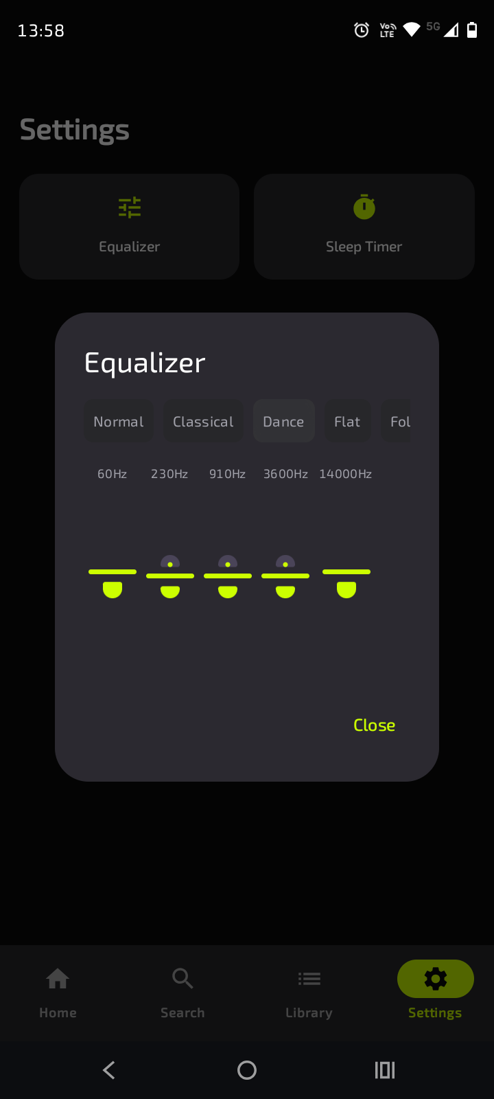 Audio Equalizer Screen