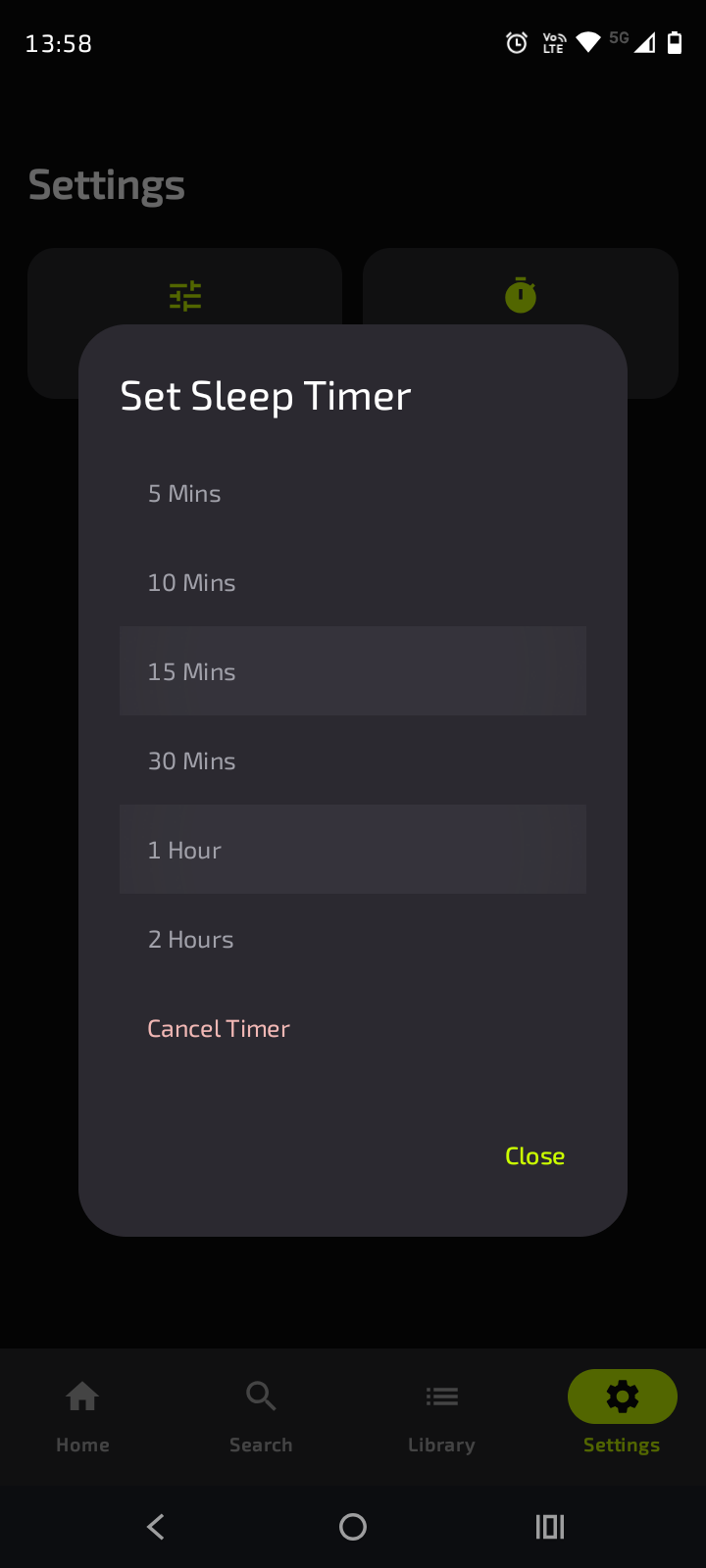 Sleep Timer Interface
